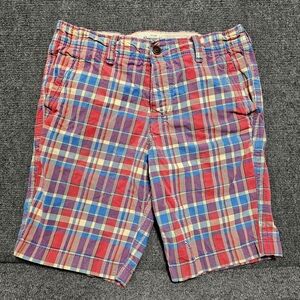 Abercrombie Fitch Khaki Shorts Mens 30 Candy Plaid Heavy Preppy 9"inseam